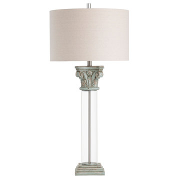 Elise 41" Table Lamp With Drum Shade, Transparent