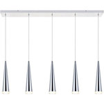 Elegant Lighting - Elegant Lighting 5201D42C Fantasia - 42" 25W 5 LED Pendant - Get lost in beautiful lights and sleek design with the Fantasia collection 5-light pendant lamp in a chrome finish. Its slim cylindrical design ensures a radiant light that will shine down and enlighten the room. With five hanging together in a row, this pendant is perfect for any modern home, large or small.  Multi-sided with an unique appearance and distinctive lighting  Illumination comes from a dimmable, integrated LED bulb  Cylinder shaped glass shade  minimum hanging height is 20 inch; maximum hanging height is 92.56 inch  Adjustable 78 inch electric wire  Bulb wattage:5W; Max wattage:25W  Dry location rated  lighting, modern lights, chandelier, indoor lighting.   Kitchen/Living Room/Dining Room/Bar 1 Years  Clear  2000  20,000 Hours  Mounting Direction: Down  Canopy Included: Yes  Shade Included: Yes  Dimable: YesFantasia 42" 25W 5 LED Pendant Chrome Clear Glass *UL Approved: YES *Energy Star Qualified: n/a  *ADA Certified: n/a  *Number of Lights: Lamp: 5-*Wattage:5w LED bulb(s) *Bulb Included:Yes *Bulb Type:LED *Finish Type:Chrome