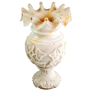 Frilled Floral Natural Marble Vase