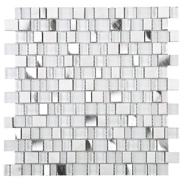 11.75"x11.75" Knox Mixed Mosaic Tile Sheet, White
