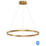 ET2 - ET2 Groove 32" LED Pendant E22726-GLD - Gold - Rings formed from U-shaped aluminum channel are finished in your choice of Black or Gold. These fixtures are Bluetooth enabled which allows you to tune the color temperature to match your mood or room decor.