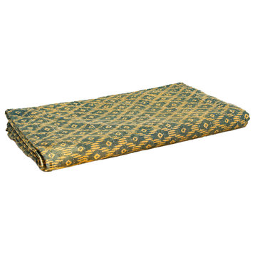 Mustard Tie-Dye Block Print Cotton Indian Blanket