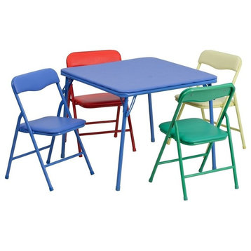 Kids Colorful 5-Piece Folding Table and Chair Set