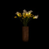 Buttercup - Illuminated Floral Design, Yellow and White, Mango Wood Vase