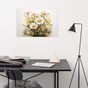 White Flower Wall Picture: Daisy Dreams Watercolor Painting