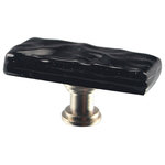 Glass Storm Studios - Black Handmade Glass, Oblong Knob - Textured and layered glittering black glass. All our products are handmade to order.  Important: Do not use an electric drill or electric screwdriver.