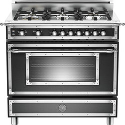 Bertazzoni 36" Range HER366GASNE Heritage Series Black Natural Gas Ranges - Gas Ranges And Electric Ranges
