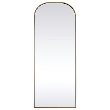 Metal Frame Arch Full Length Mirror 28X74 Inch, Brass