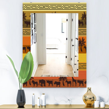 Designart African Wildlife Bohemian And Eclectic Frameless Wall Mirror, 28x40