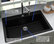 Karran QT-812 Top Mount 33" Single Bowl Quartz Sink, Black With Faucet