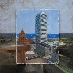Mixed Media Art "US Bank and Gas Building" - Mixed Media Art