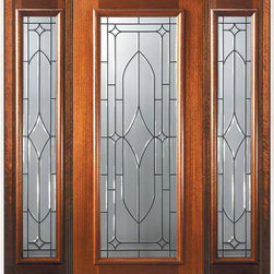 Prehung Sidelights Door 80 Wood Mahogany Bourbon Full Lite Glass - Front Doors