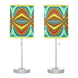 Fury Pattern 8 Blue Table Lamps - Table Lamps
