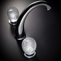 Luxury Murano Crystal Handle Bathroom Faucet | White Transparent - Bathroom Sink Faucets