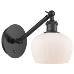 Innovations Lighting - Innovations Lighting 317-1W-BK-G91 Fenton, 1 Light Wall In Art Nouveau S - The Fenton 1 Light Sconce is part of the BallstonFenton 1 Light Wall  Matte BlackUL: Suitable for damp locations Energy Star Qualified: n/a ADA Certified: n/a  *Number of Lights: 1-*Wattage:100w Incandescent bulb(s) *Bulb Included:No *Bulb Type:Incandescent *Finish Type:Matte Black