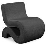 Meridian Furniture - Desiree Boucle Fabric Upholstered Accent Chair, Black - Inject an unexpected design element into your living room or other space with this Desiree boucle fabric accent chair. This S-shaped chair features clean lines for an eye-grabbing presentation that is exciting, modern, and sleek. The boucle fabric is soft against the skin and easy to care for, making maintaining this chair a simple feat. Add it to a corner of your room for a quiet reading nook, or bring it into the bedroom for stylish seating.