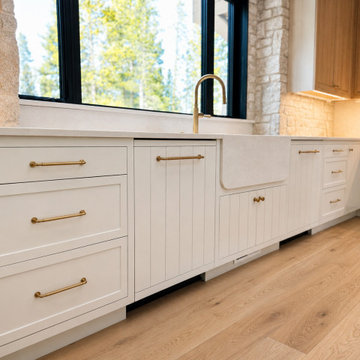 Inset Cabinets with Farmhouse Sink & Brass Pulls - Bend, OR