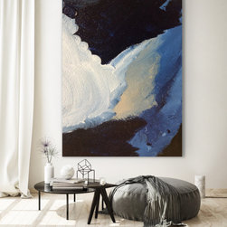 Preethi Arts - Lake - 60x48 Original Large Modern minimal blue abstract Painting - Paintings