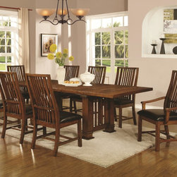 COASTER BEAUMONT 9-PIECE MISSION WALNUT DINING TABLE AND CHAIR SET - Dining Sets