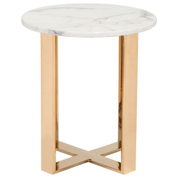 Moore End Table White and Gold