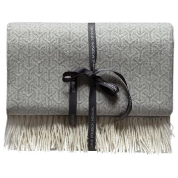 Gray Wool and Cashmere Geometric Throw, Andrew Martin Monte