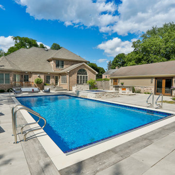 Prospect Heights Outdoor Living Project with Swimming Pool and Hot Tub