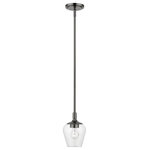 Livex Lighting - Willow 1 Light Black Chrome Single Pendant - This single pendant from the willow collection has understated elegance. It features minimal details, clear curved glass with a black chrome finish and can fit into any decor.