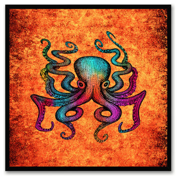 Octopus Animal Orange Canvas Print, Custom Picture Frame, 15"x15"