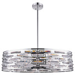 CWI Lighting - Petia 8 Light Drum Shade Island Light With Chrome Finish - Blending contemporary and traditional in an exquisite way is this Petia 8 Light Chandelier. It features a 39 inch wide drum shade with chrome-finished metal frame and mirror bar accents. This oversized pendant makes a fab lighting option  over a kitchen island. This fixture with candelabra bulbs will surely give your cooking area a dramatic touch and a refreshingly chic update.  Feel confident with your purchase and rest assured. This fixture comes with a one year warranty against manufacturers defects to give you peace of mind that your product will be in perfect condition.