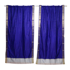 Mogul Interior - 2 Purple Sheer Sari Panel Door Drape Rod Pocket Curtain  Home Decor - Curtains