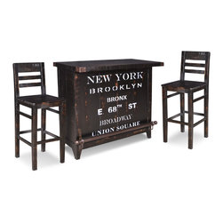 Sunset Trading - 3-Piece 12-Bottle Wine Bar Set With Storage - Indoor Pub And Bistro Sets