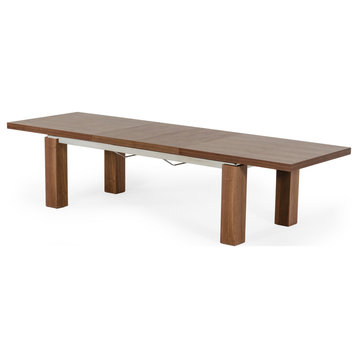 Modrest Maxi Modern Walnut and Stainless Steel Dining Table