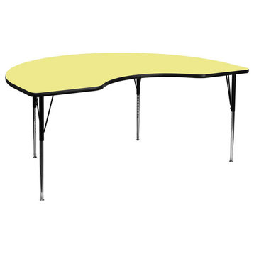 48''Wx72''L Kidney Yellow Thermal Laminate Activity Table