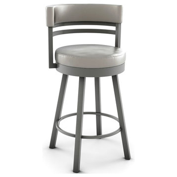 Round Swivel Counter Bar Stool - Canadian Made, Titanium Frame - Oyster Seat, Co