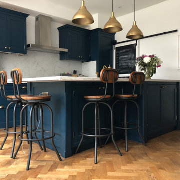 Stunning classic dark blue kitchen with a cafe style feel