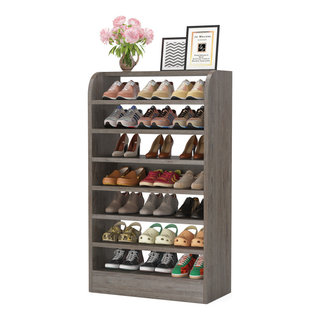 Tribesigns Shoe Rack for Entryway, 8-Tier Tall Shoe Shelf Shoes Storage  Organizer, Wooden Shoe Storage Cabinet for Hallway, Living Room, Grey