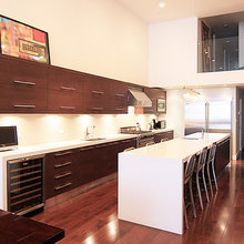 Kitchen with dark cabinets