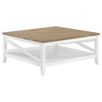 Coaster Maisy 1-Shelf Square Wood Coffee Table in Brown and White