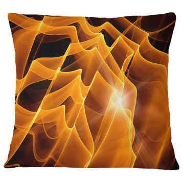 Golden Yellow Abstract Fractal Design Abstract Throw Pillow, 16"x16"