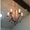 6-Light Candle-Style Wooden Chandelier