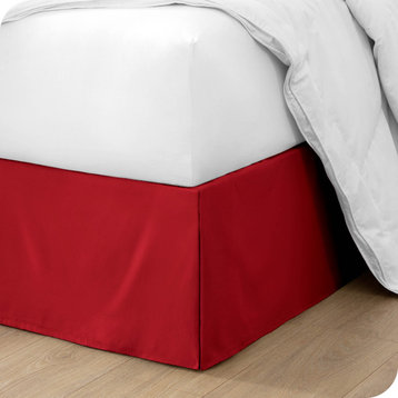 Bare Home Microfiber Bed Skirt , 15" Drop Length, Red, Queen