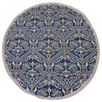 Bareen's Designer Rugs - Modern Abstract Robbyn Blue/Ivory Wool & Silk Round, 6'0 x 6'1 - Modern contemporary hand knotted rug made with luxurious wool is a refreshing addition to your decor. Mesmerizing Intricacy and delicate design showcases a brilliant assortment of colors with a soothing sheen making this rug a breathtaking addition to any decor. Breathtaking intricate design with mesmerizing Intricacy with pleasing color palette will enumerate another dimension to your decor.