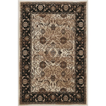Linon Vintage Isfahan Power Loomed Microfiber Polyester 5'x7'6" Rug in Ivory