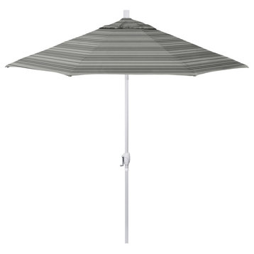 9' Patio Umbrella White Pole Push Button Tilt Crank Lift Pacific Premium, Wellfleet Steel