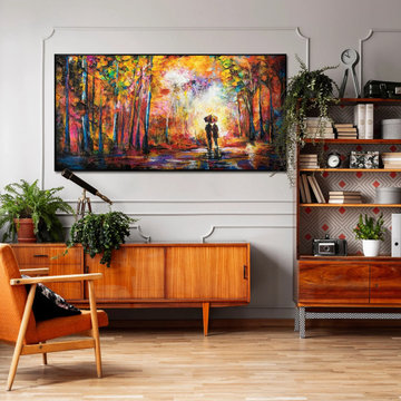 Framed abstract painting hand-painted canvas art "Romance"