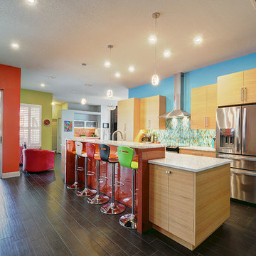 Bright and Colorful Kitchen and Living Space