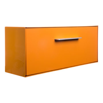 modboxUSA Modern Vertical Wall Mounted Mailbox, Pumpkin, Orange