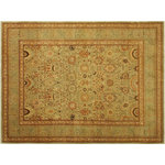 Bareens Designer Rugs - Turkish Knotted Istanbul John Green/ Green Wool Rug - 9'2'' x 12'0'' - Designed with a mesmerizing intricate traditional motif this glorious hand knotted rug is a masterpiece that will fill any space with sophistication and grace. An exhilarating color pallet with an elaborate design, this masterpiece features luxurious hand spun wool with all vegetable dyes to add comfort and style to your decor. The design, color and beautiful chromatic composition with a sheen in traditional and transitional designs, exude beauty, elegance and quality make this rug a masterpiece of its own.