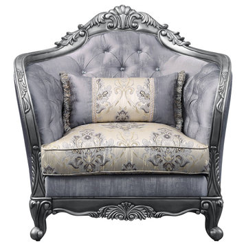 Ariadne Chair With1 Pillow, Fabric and Platinum