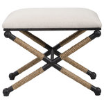 Uttermost - Uttermost Firth Small Bench - Rustic Iron Frame With A Nautical Touch, Wrapped In Natural Fiber Rope Accents. Cushioned Top Is A Sturdy, Cotton In A Neutral Oatmeal.
